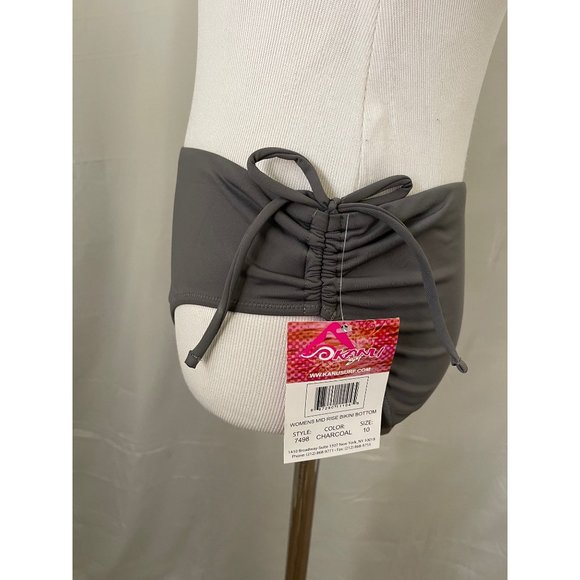 KANU Surf Solid Gray Gathered Adjustable Tie Sided Bikini Bottom - Size 10 - Picture 5 of 9